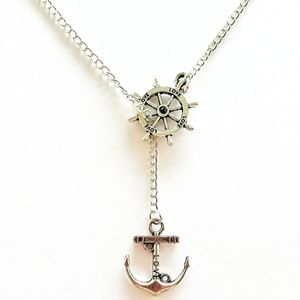 New Lariat Style Silver Nautical Anchor Ne…